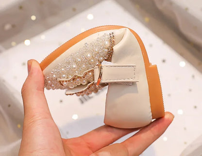 Children Princess Shoes Glitter Party Wedding Shoes for Girls Fashion Rhinestone Toddlers Ballet Flats Causal Kids Leather Shoes
