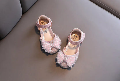 Summer Girls Flat Princess Sandals Fashion Sequins Bow Rhinestone Baby Shoes Kids Shoes For Party Wedding Party Sandals E618