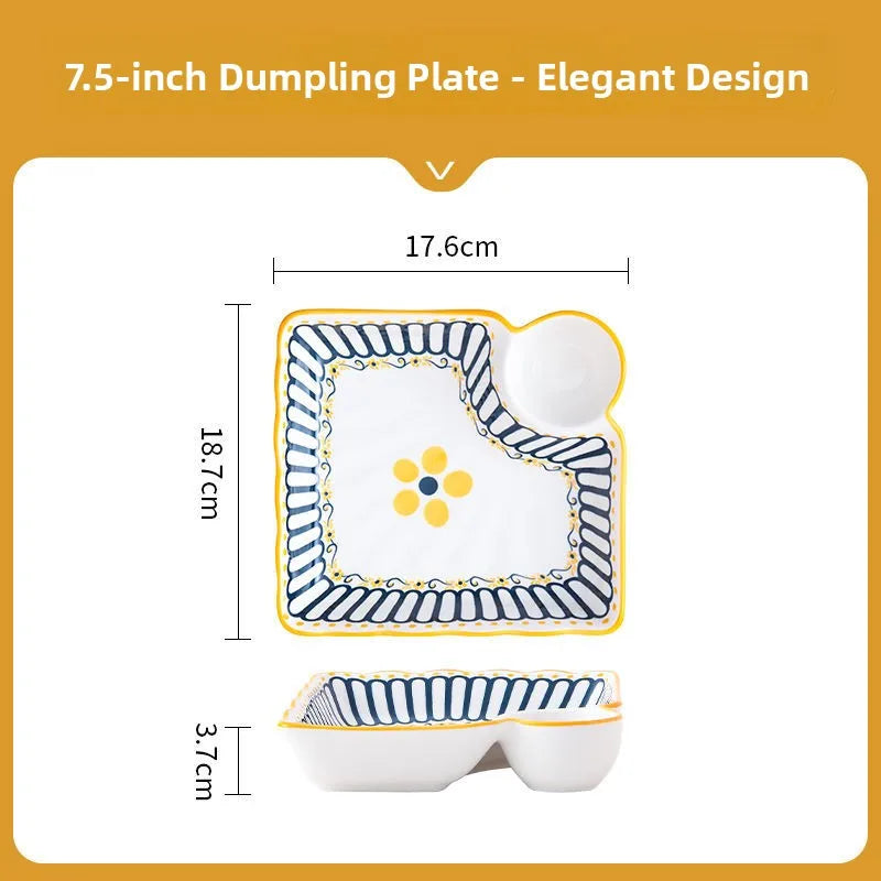 Cerc Plate Dining Di Heat Resistant Dumpling Plate with Vinegar Di Multi Functional Fruit Plate Trendy Network Bestseller