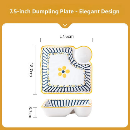 Cerc Plate Dining Di Heat Resistant Dumpling Plate with Vinegar Di Multi Functional Fruit Plate Trendy Network Bestseller