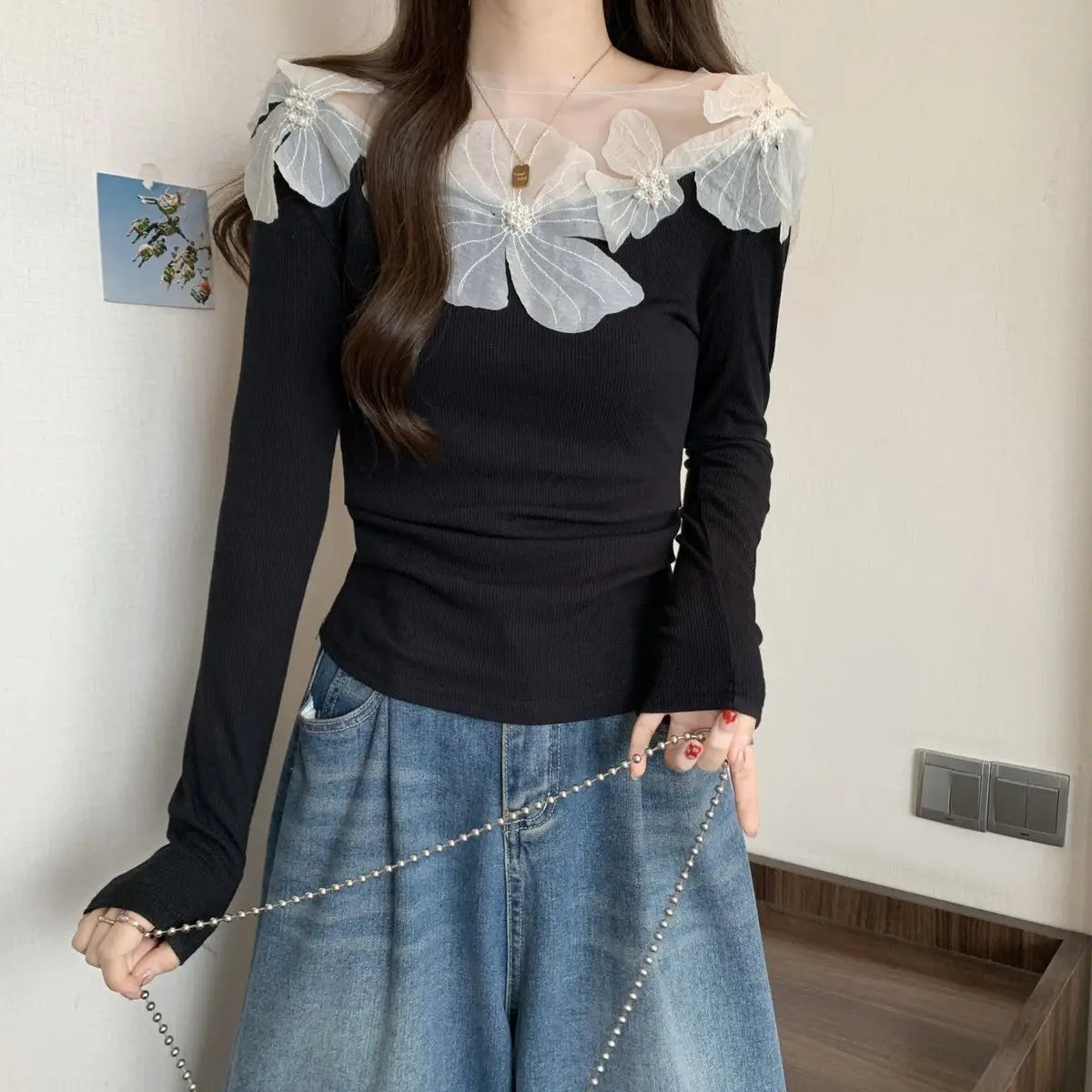 Sexy Patchwork Slim T Shirts Spring Autumn New Long Sleeve Off Shoulder Solid Temperament Tops High Street Fashion Women Clothes