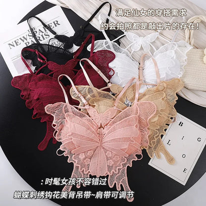 Sexy Butterfly Lace Bras For Women Backless All-in-one Bralette Woman Underwear Female Lingerie Flower Hollow-out Bra Brassiere