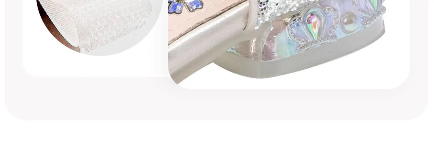 Brand Princess Shoe 2025 Summer New Sandals for Girls Kid Crystal Shoe Women Heels Gift Party Dresses for Girl Women's Sandals