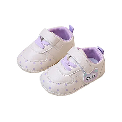 Baby Girls Synthetic Leather Flat Shoes Spring Autumn Anti-Slip Sole Cartoon Infant Shoes