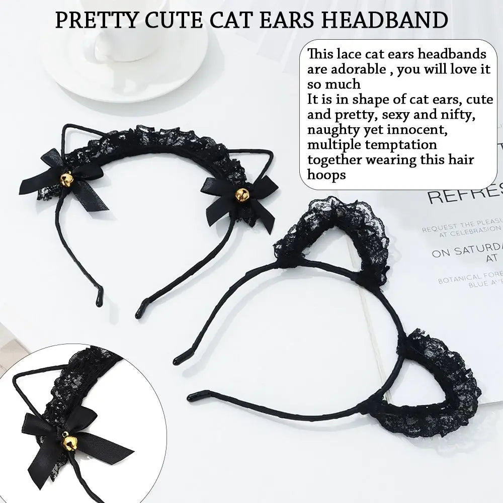 Cute Lace Cat Ears Headband Fancy Dress Hairband Women Girls Cosplay Headwear Masquerade Anime Costume Party