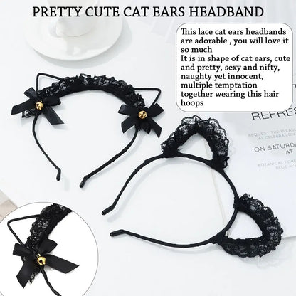 Cute Lace Cat Ears Headband Fancy Dress Hairband Women Girls Cosplay Headwear Masquerade Anime Costume Party