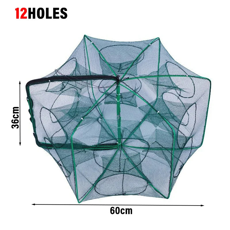 New Fishing Traps Mesh Cage Foldable Crayfish Catchers Crab Fish Cage Trap Net Nylon Casting Fishing Mesh Shrimp Net for Tackle