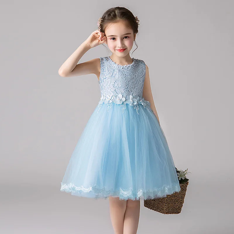 Girl's Princess dress Children's Day Birthday Party Lace Bubble skirt Summer style Dress