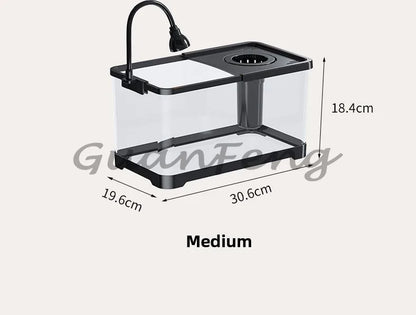 Benchtop Aquarium Kit with Light Emitting Diode Pump Glass Fish Tank Cover for Betta Goldfish in the home office