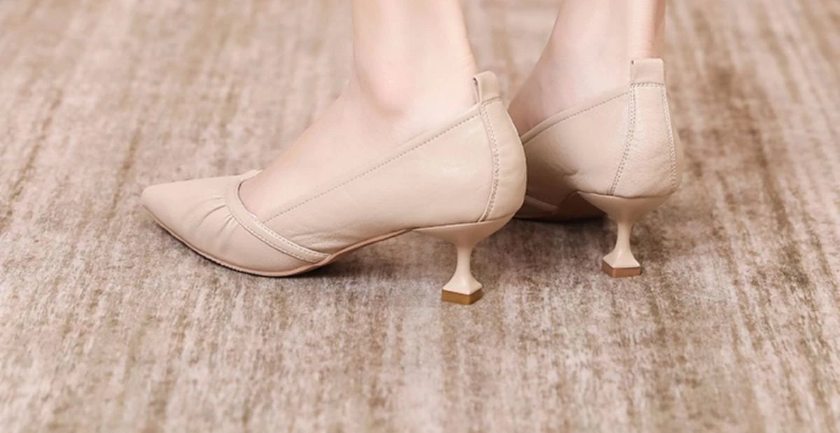 Women's Shoes Formal Black Ladies Pumps with Medium Heels Pointed Toe Luxury Brand Elegant Dress Popular Stylish Lastest Y2k A L