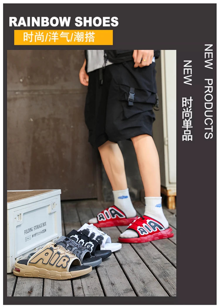 Fashion Luxury Men Slides Designer Platform Men's Cushion Slippers High quality Brand Slides For Man Beach Outdoor Sandals Men