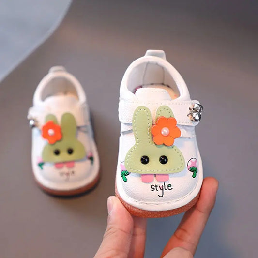 Baby Shoes for Girls 0-2 Years Soft Sole First Walker Sneakers with Anti Slip Secure Strap Design Squeaky Fun