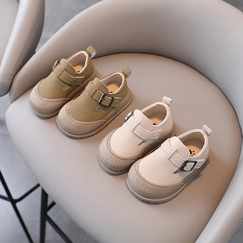 Kids Casual Shoes Round Toe Soft Sole Toddler Shoes Spring Autumn New Non-slip Children Leather Shoe Vintage Baby Walking Shoes