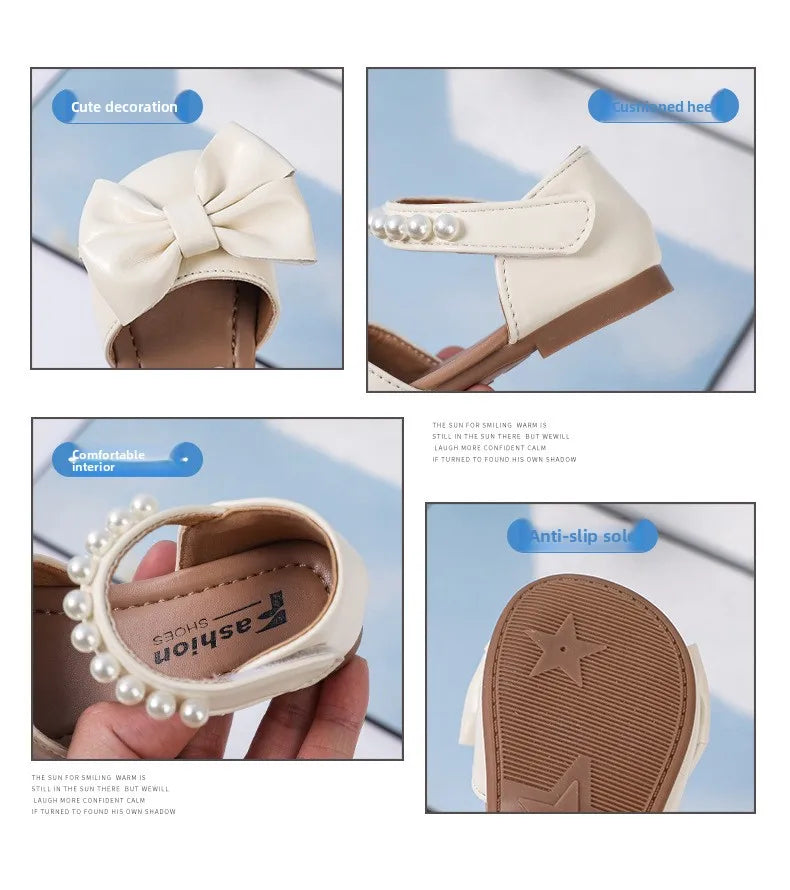 Girls' Sandals and Children's Princess Shoes 2026 Spring New Arrival for Girls Student Rhinestone Bow Performance Shoes