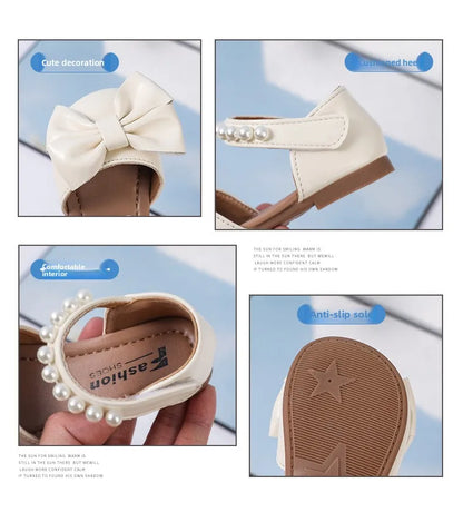Girls' Sandals and Children's Princess Shoes 2026 Spring New Arrival for Girls Student Rhinestone Bow Performance Shoes