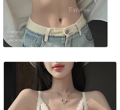 Front button underwear ladies small breasts gathered 2025 spring summer new sexy pure lace white beautiful back bra set