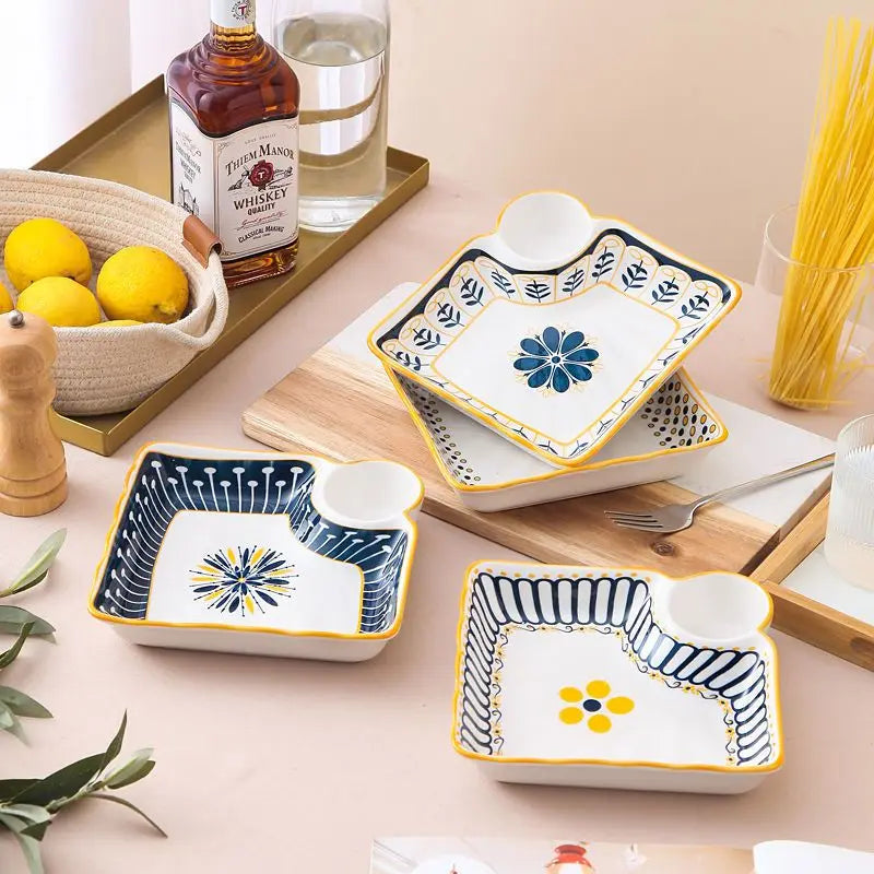 Cerc Plate Dining Di Heat Resistant Dumpling Plate with Vinegar Di Multi Functional Fruit Plate Trendy Network Bestseller