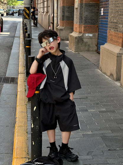 New Handsome Casual Work Clothes Set for Children, Boys' Sports and Leisure, Breathable Two Piece Set, Trendy