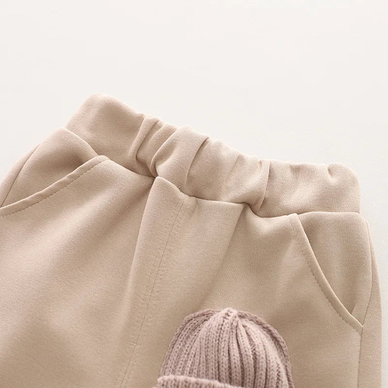 New Boys' Autumn Set Children's Wear Handsome Boys' Winter Plush Thickened Sweater Two Piece Set baby clothes