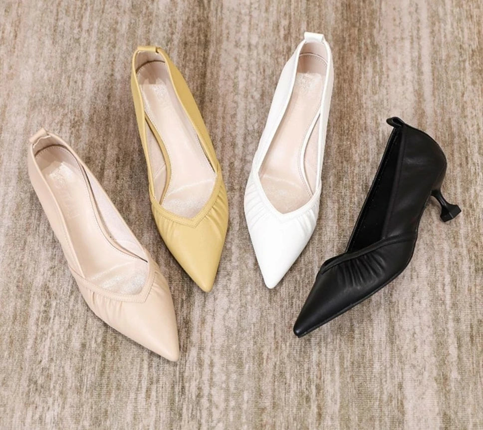 Women's Shoes Formal Black Ladies Pumps with Medium Heels Pointed Toe Luxury Brand Elegant Dress Popular Stylish Lastest Y2k A L