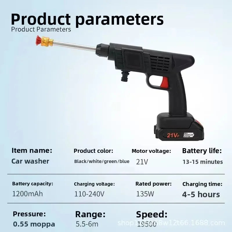 Washing Machine Water Spray High Power Portable Lithium Battery Washing Machine Car Washing High Pressure Water Gun  carton