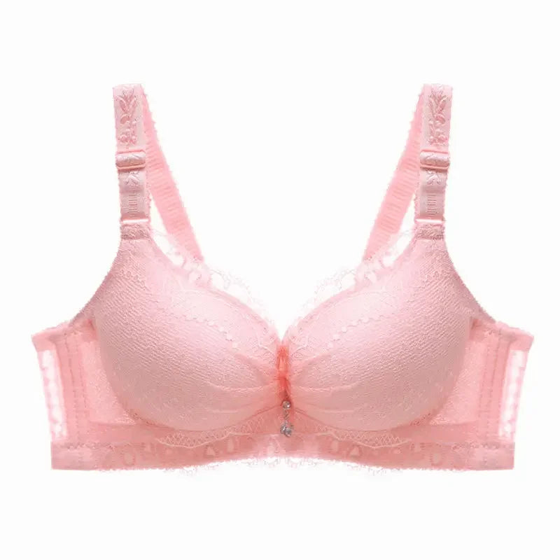 8CM Thickened Lace Push Up Bra Wire-Free for C/D Cup Ultra Soft Lift Bralette with Adjustable Straps, Plunge No Underwire Bra