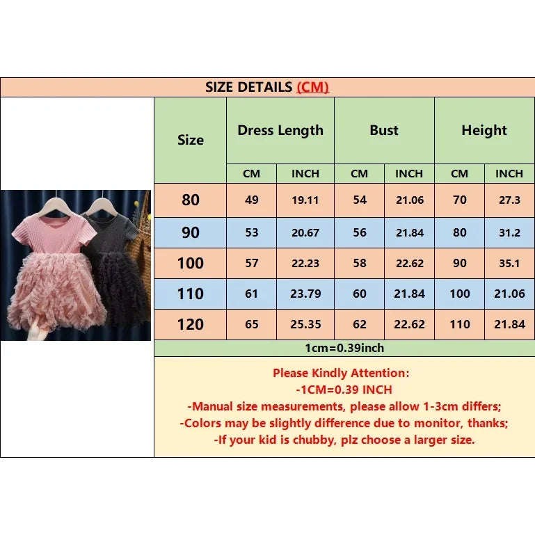 1-5 Years Kid Girl Party Dress Summer Solid Short Sleeve Lace Ribbed Mesh Dress Birthday&Wedding Party Clothing for little Girls