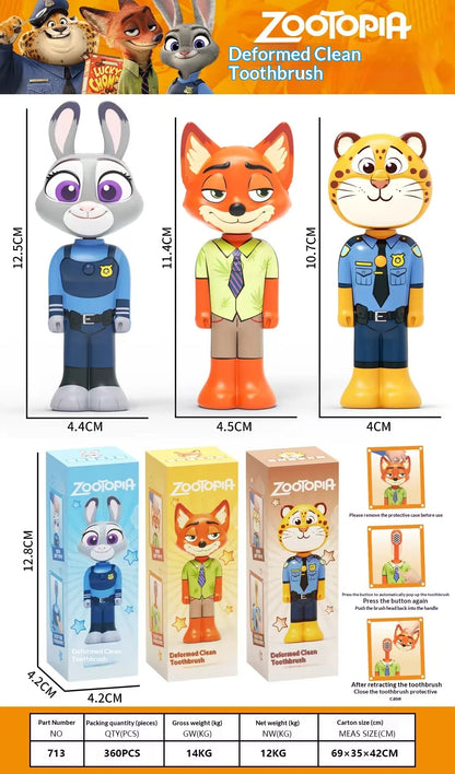 Disney Zootopia Internet Celebrity Retractable Toothbrush Nick Judy Deformed Soft Bristled Toothbrush Fine Bristle Kid Gift Toys