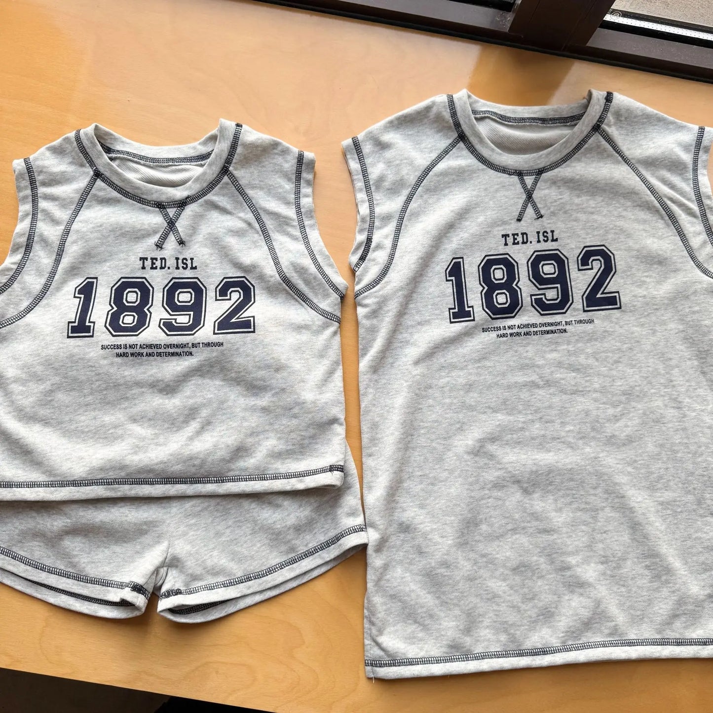 Summer New Children Short Sleeve Clothes Set Boys Letter Print T Shirts 2pcs Suit Girls Vest Dress Kids Brother Sisters Set