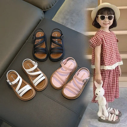 1-10Y Baby Girls Sandals Summer Children's New Cool Fashion Princess Cute Versatile Shoes for Students Flat Sandal Casual Shoe