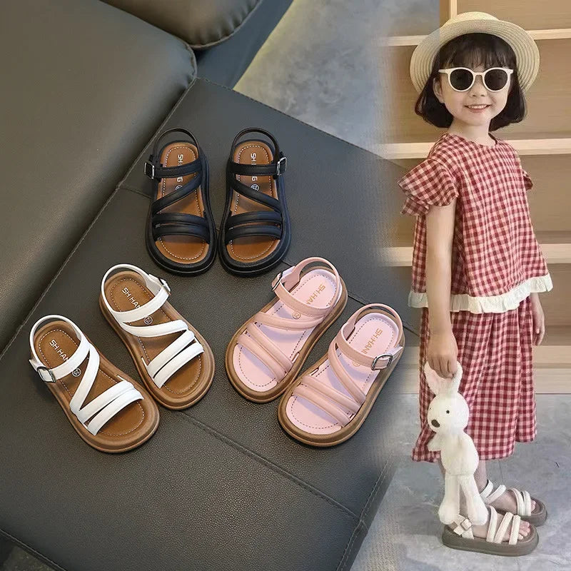 1-10Y Baby Girls Sandals Summer Children's New Cool Fashion Princess Cute Versatile Shoes for Students Flat Sandal Casual Shoe