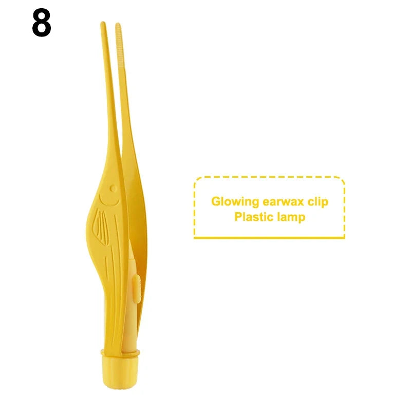 Baby Ear Cleaner Tweezer Soft Ear Picks LED Flash Light Ear Wax Curette Picker Ear Cleaning Tool Ear Wax Dig Removal Earpick Set