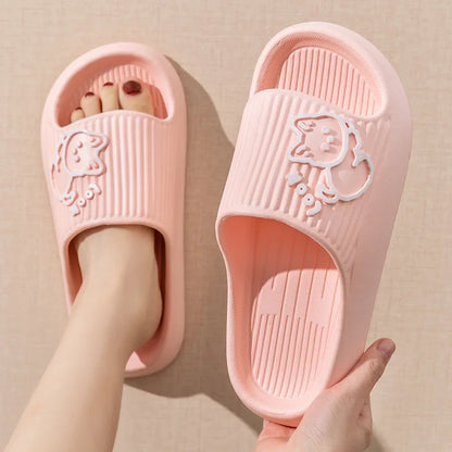 Summer Slippers Bathroom Platform Non-Slip Home Bear Cartoon Flip Flops Beach  Sandals Slides Indoor Outdoor