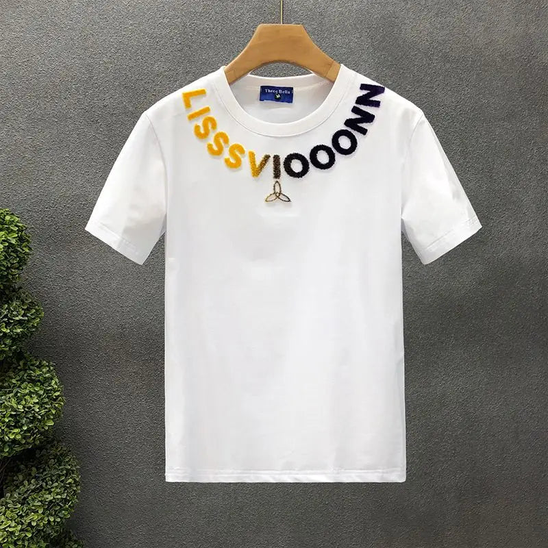Popular Letters Handsome Short-sleeved T-shirt Men's Trendy Brand Round Neck New Men's Casual T-shirt(Available)