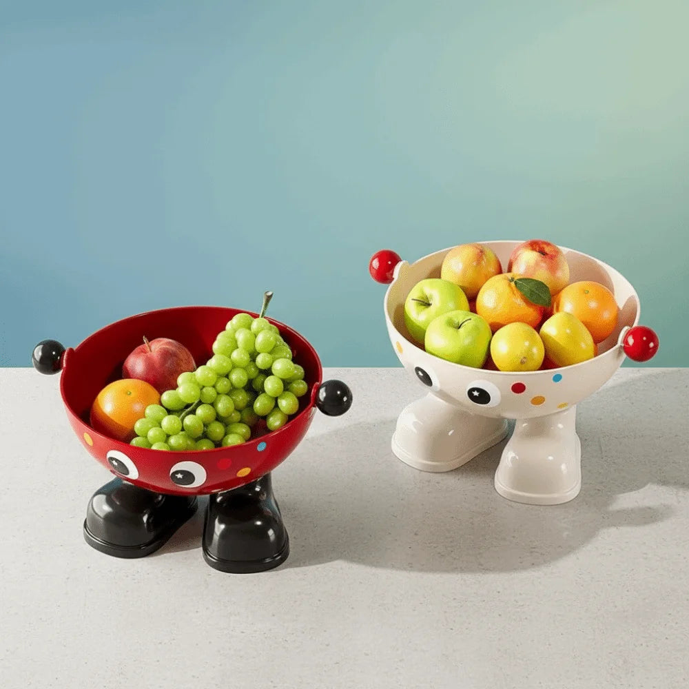 Large Capacity Snack Fruit Plate High Foot Design Thickened Kitchen Dish Rack Cartoon Plastic Tea Table Plate Party Serving