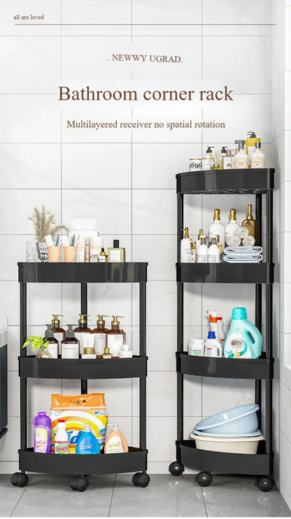 Tier Storage Shelf Rolling Cart Movable Bathroom Corner Triangle Shelfs Bathroom Corner Cabinet Shelf Rolling Storage Cart