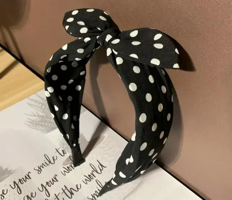 Fashion Hair Accessories Trend Women's Wide Headband Bow Knot Cross Sweet Style Polka Dot Hairband Cute Hoop Headwear