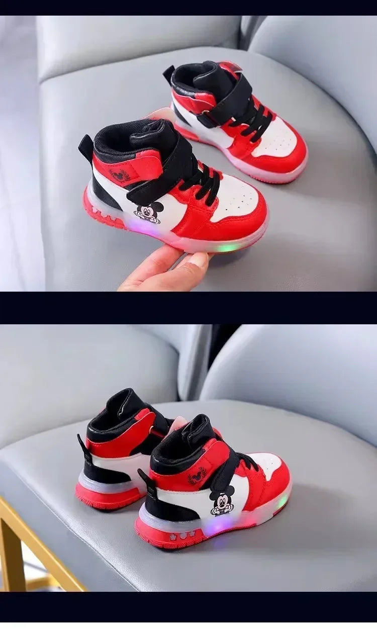 Cute Minnie Mickey Cartoon Led Lighted Shoes for Boys Girls Luminous Shoes Toddler Flash Lights