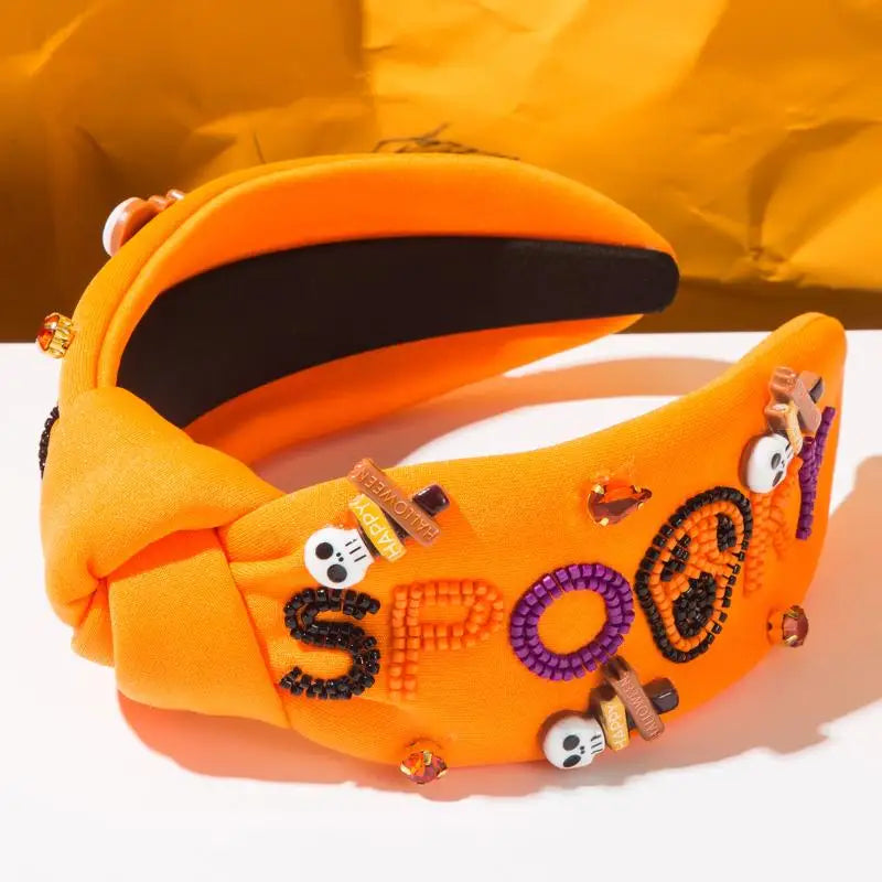 Designer Hair Accessories for Women Featuring Skull, Letters, Diamonds, and Rice Beads, Halloween Styling