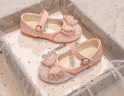 Children Princess Shoes Glitter Party Wedding Shoes for Girls Fashion Rhinestone Toddlers Ballet Flats Causal Kids Leather Shoes