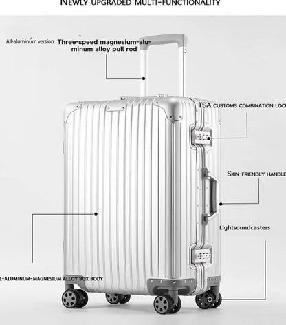 Magnesium Aluminum Alloy Luggage Set, 20" Carry-On & 28" Travel Suitcase with TSA Lock, Lightweight Durable