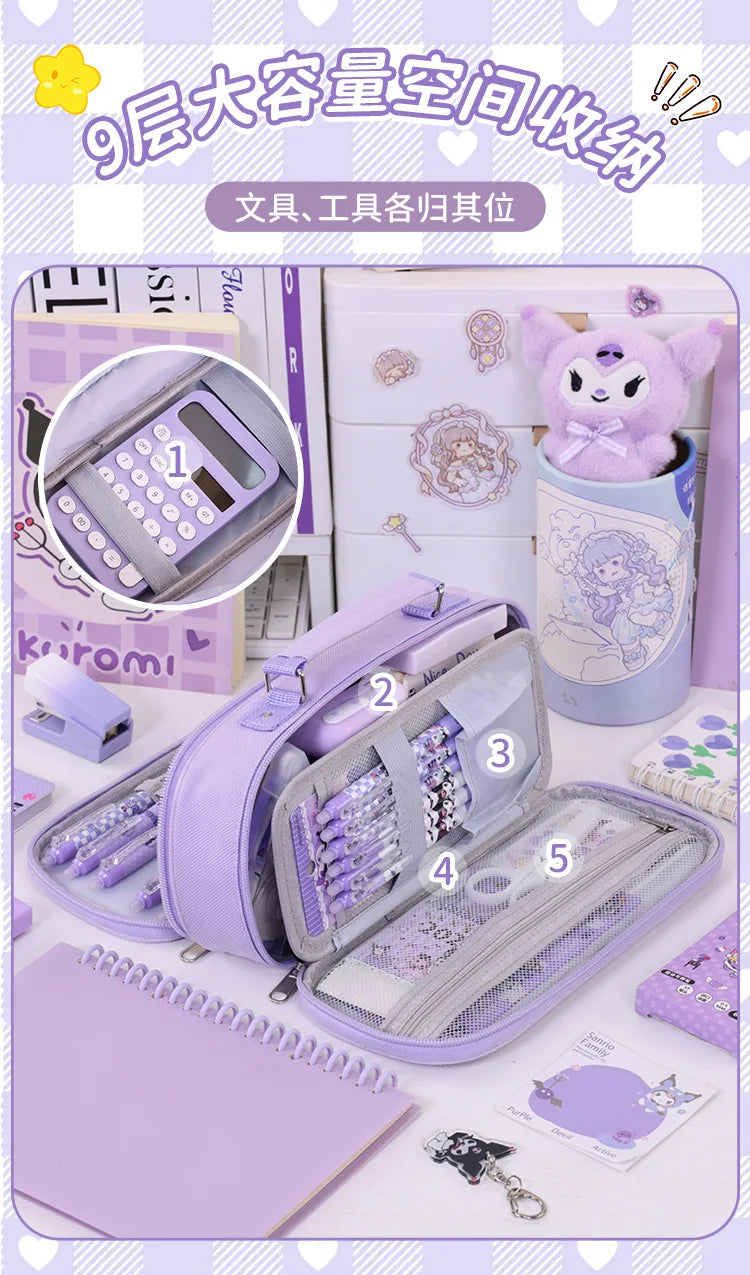 Portable Pencil Case for Students - Durable Oxford Fabric Stationery Bag with Zipper, Pen Slots & Large Storage Space