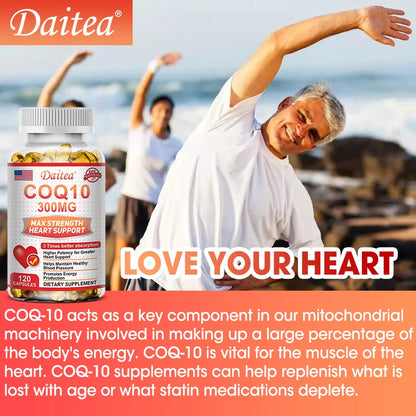 Coenzyme Q10 Capsules, 300 Mg Each, To Promote Cardiovascular Health and Heart Health, Provide Energy To Support Joint Health