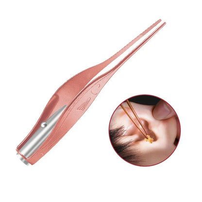 Baby Ear Cleaner Tweezer Soft Ear Picks LED Flash Light Ear Wax Curette Picker Ear Cleaning Tool Ear Wax Dig Removal Earpick Set
