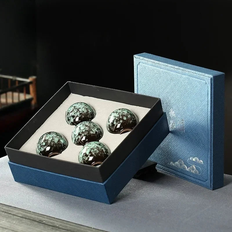 5PCS Ceramic Cups Set Coffee Ceramic Cup Pottery Cups Pottery Tea Cup Drinking Water Teacup With Gift Box Wholesale