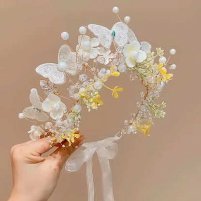 Sweet crowns for bouquets Headband For Kid  Forest Style Hairbands Girl butterfly flower crown Hair Band Flower headpiece