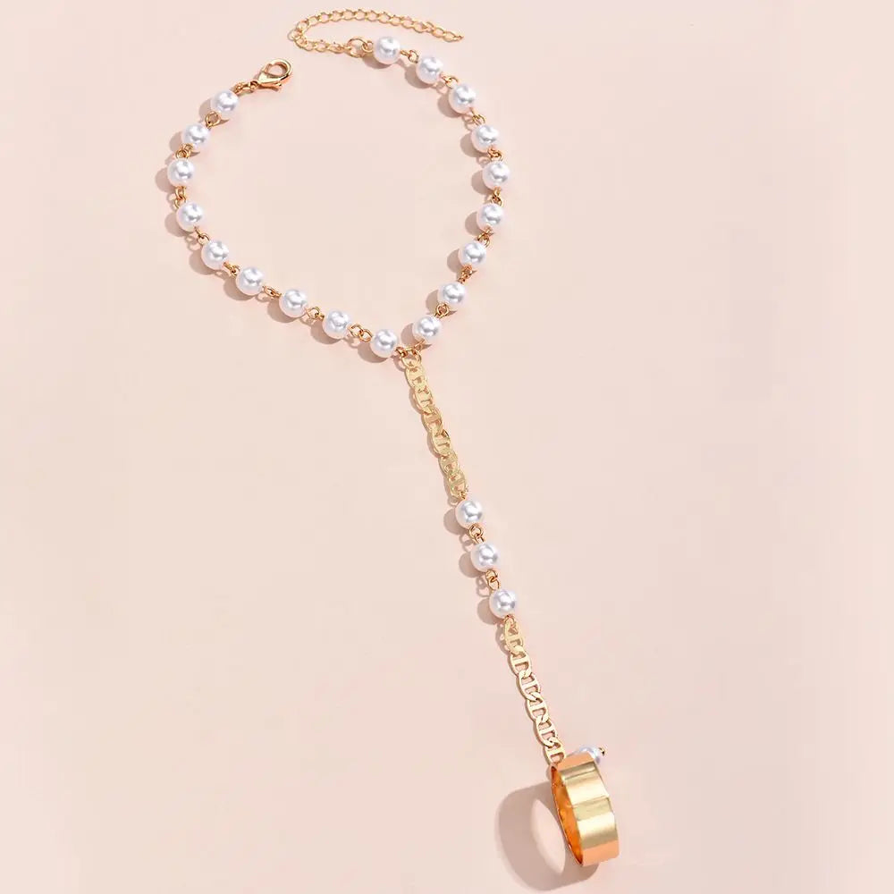 Jewelry for Women Girls Hand Accessories Layered Wrist Chain Finger Ring Bracelet Linked Finger Hand Harness Bangle Slave Chain