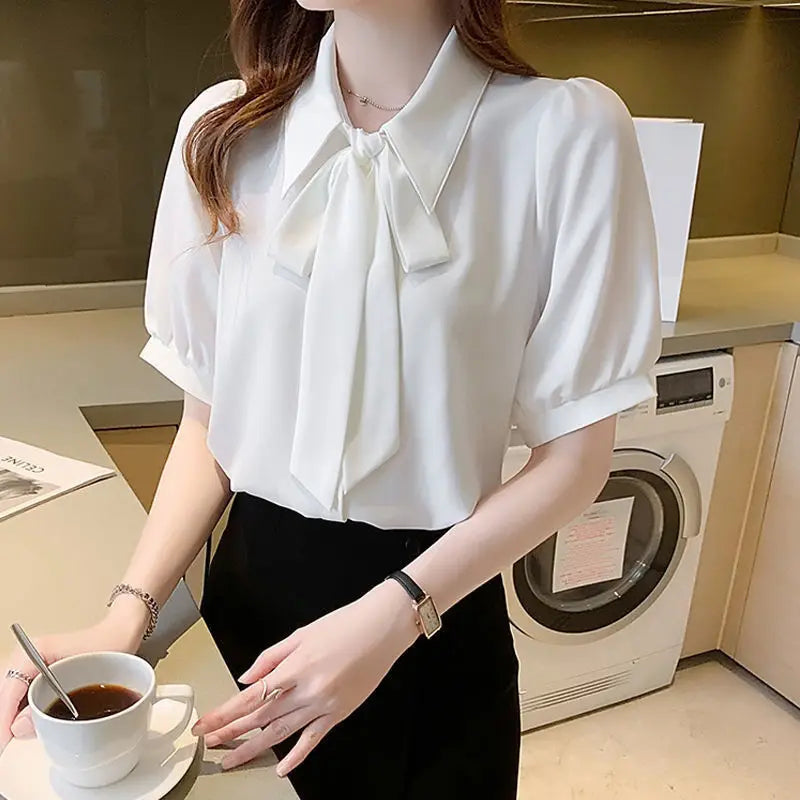Short Sleeve Shirts Womens Mesh Pleated Pintucked Loose Tunic Casual Club Fairycore Trendy Urban Student Artistic Youthful