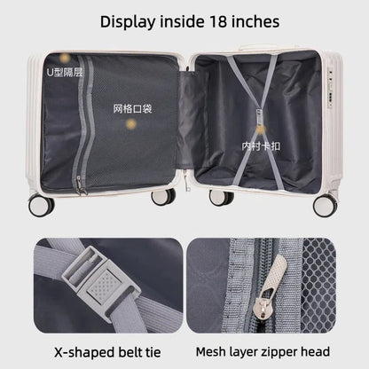 18-Inch Luggage 2025 Fashion Small Luggage Lightweight Travel Trolley Case with Combination Lock