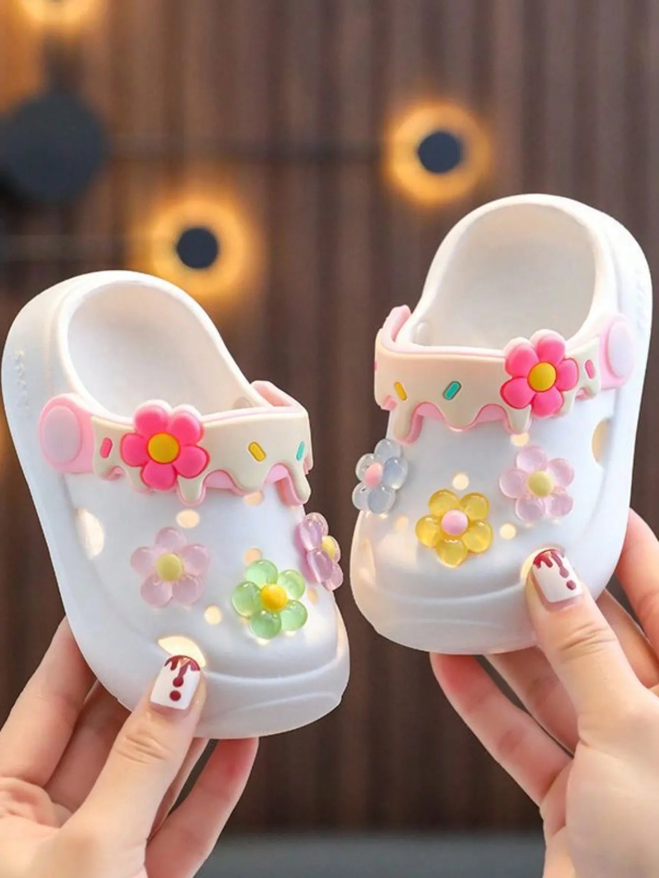 Summer indoor non-slip floral convertible soft-soled sandals for kids